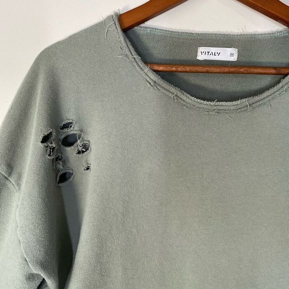 Vitaly Distressed Cotton Sweater Sz M - Picture 6 of 10